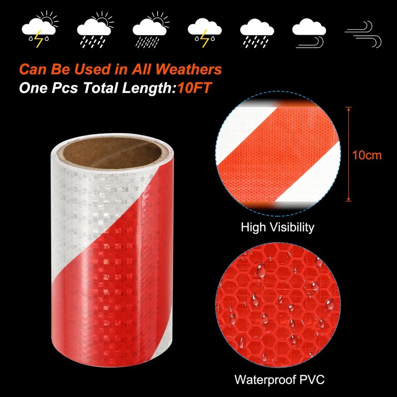 PATIKIL Reflective Tape, 4 Inch x 10 FT Waterproof High