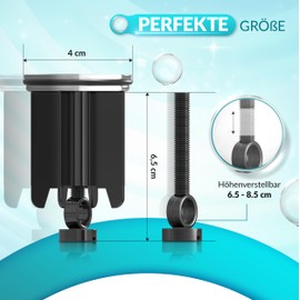 EsGo Sanitär - Universal Sink Plug 40 mm - Suitable for All Standard Sinks and Bidets - Stainless Steel Drain Plug Height Adjustable