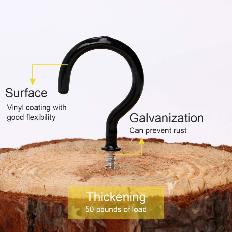 30 Pack Ceiling Hooks, 2 Inch Vinyl Coated Screw-in Hooks