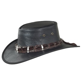 Barmah Hats Outback Crocodile Leather Hat 1033BL / 1033BR - Black - Medium