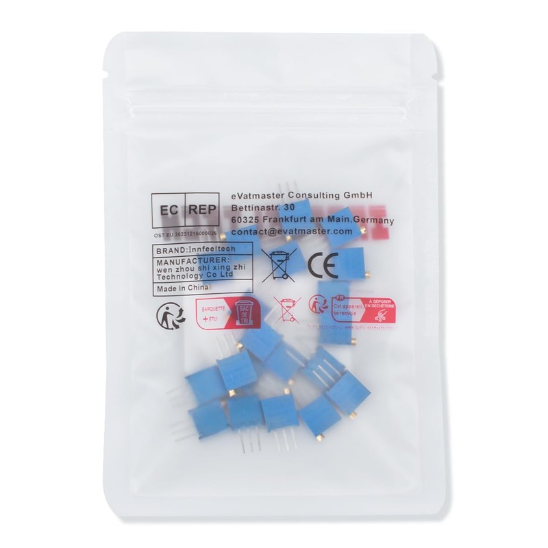 Innfeeltech 20pcs 500 Ohm Multiturn Trimmer Potentiometer Blue Adjustable Variable