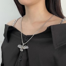 Punk Gothic Tribal Vintage Flying Eagle Pendant Necklace for Men Women, 24"