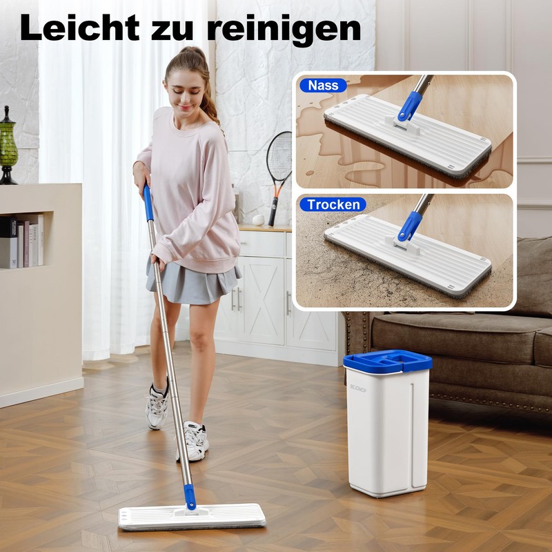 BEJOMOP Mop and Bucket Set, 60" Long Handle Mops for