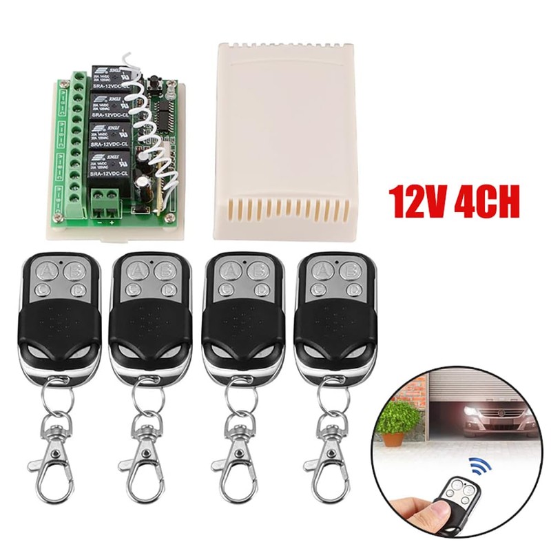 433 MHz Wireless RF Switch, DC 12 V 4-Way Learning