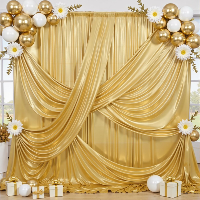 20x12FT Gold Sequin Curtains Backdrop, Wrinkle Free Back Drop for