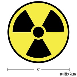 Nuclear Radiation Warning Symbol Stickers - Individually Die-Cut - 3-Inch Diameter (Pack of 4 Decals)