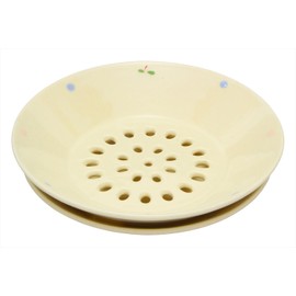 Kiln SOUSEN Medium Plate, White, 5.9 inches (15 cm), Setoyaki, Drainer Dish, Fruit (Peach) Pattern