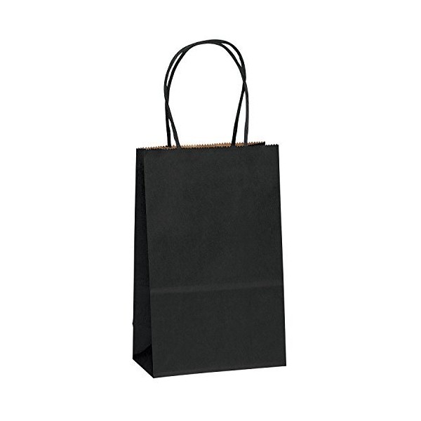 Flexicore Packaging® | Size: 5.25"x3.25"x8" | Kraft Paper Bags, Shopping, Merchandise, Party, Gift Bags (Black, 100 Bags)