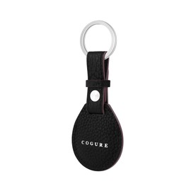 COGURE COPAT-K Charm Keychain, AirTag Case, Genuine Leather, Air Tag Protection, Anti-Loss, Gift Box Included, Black, Keychain
