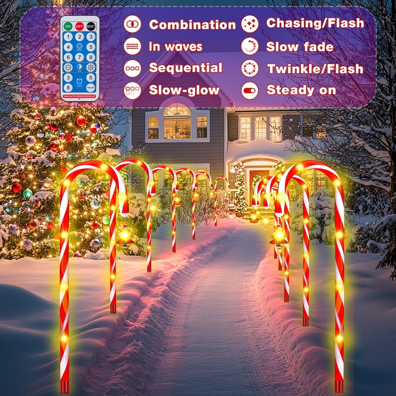 Solar Candy Cane Lights – 12-Piece Set, 22 Inch Outdoor