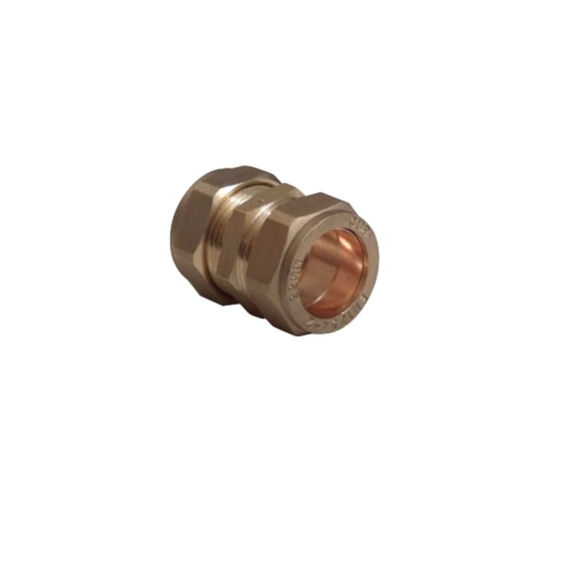 Pack of 10, 22mm Brass Compression Straight Couplers, WRAS Approved