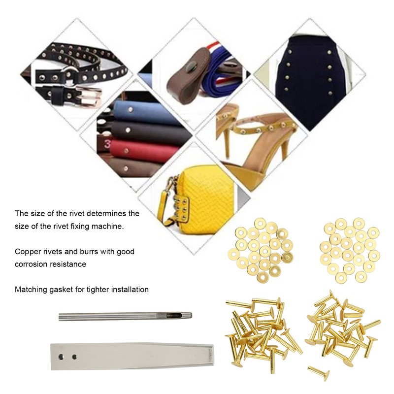 Copper Rivets Burrs Kit Copper Rivets with Setters Rust Proof