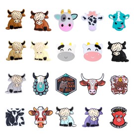 Lecqizu Highland Cow Silicone Bead Keychain, DIY Craft Beaded Bracelet Kit, Animal Theme Jewelry Making