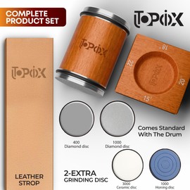 UTOPIOX Rolling Knife Sharpener Kit – 4 Angles (15°,18°,20°,22°) – Includes Diamond, Ceramic & Honing Discs with Leather Strop – Ideal for Home Cooks & Professional Chefs