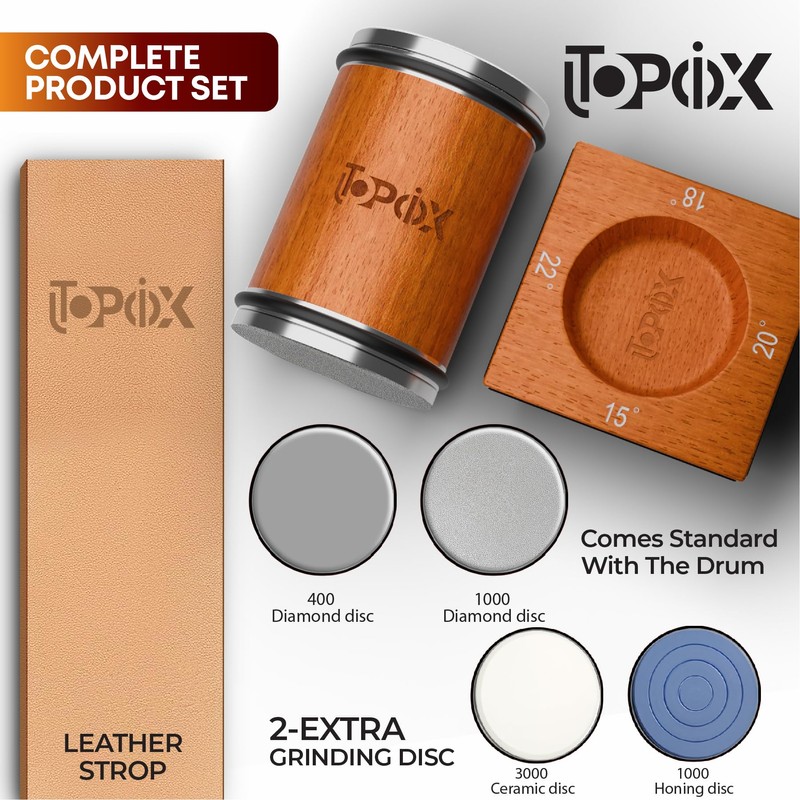 UTOPIOX Rolling Knife Sharpener Kit – 4 Angles (15°,18°,20°,22°) –