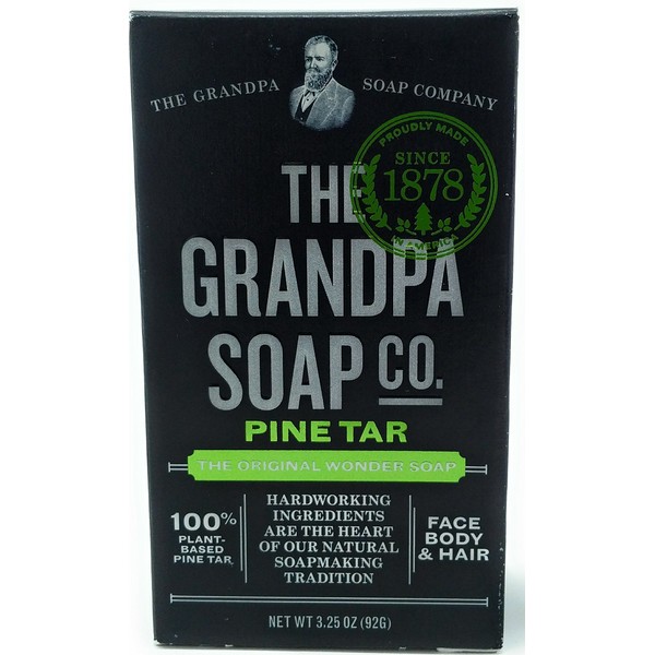 Grandpas Wonder Pine Lathers White Tar Bath Bar Soap - 3.25 Oz