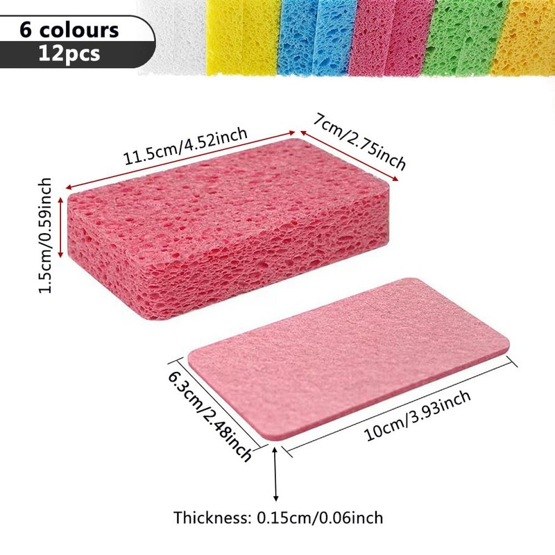 Bmeigo Washing Up Sponge 12PCS, Compostable Kitchen Sponge Nautural Cellulose