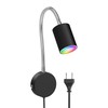 ledscom.de Waika Reading Lamp with Gooseneck Plug Switch Matte Black