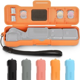 Honbobo Osmo Pocket 3 Hülle, Schutzhülle Gimbal Screen Lens Protector für DJI Osmo Pocket 3, Filter/SD Card Case Zubehör für DJI Pocket 3 (Orange)