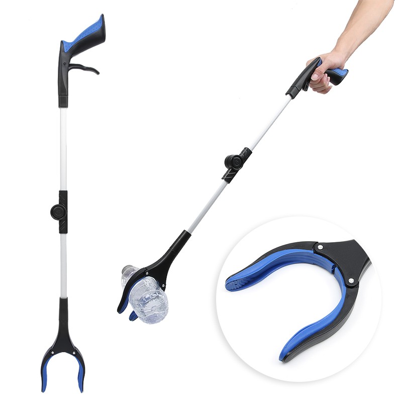 Blue Foldable Long Pick Up Reacher Grabber Helping Hand Tool