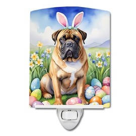 Caroline's Treasures Bullmastiff Easter Egg Hunt Ceramic Night Light Compact, UL-Certified, Ideal for Bedroom, Bathroom, Nursery, Hallway, Kitchen, 6x4x3, Multicolor