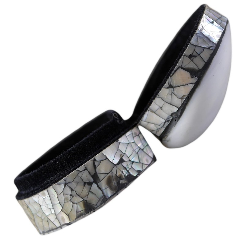 ART-CRAFT Small Shell Box White Ring Box with Lid Ring