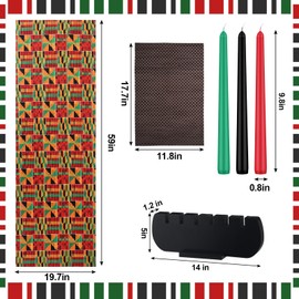 Conelist 15 Pcs Kwanzaa Kinara Celebration Set Include Candles Holder, Wooden Wine Glasses, Bamboo Baskets with Fabric Corn Kwanzaa Decorations Kit for Celebration