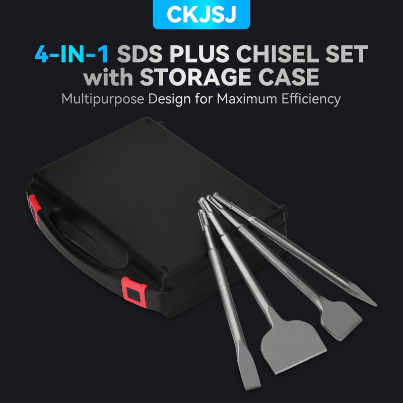 Chisel Set with SDS Plus Shanks,4pc Masonry Concrete Drill Bit