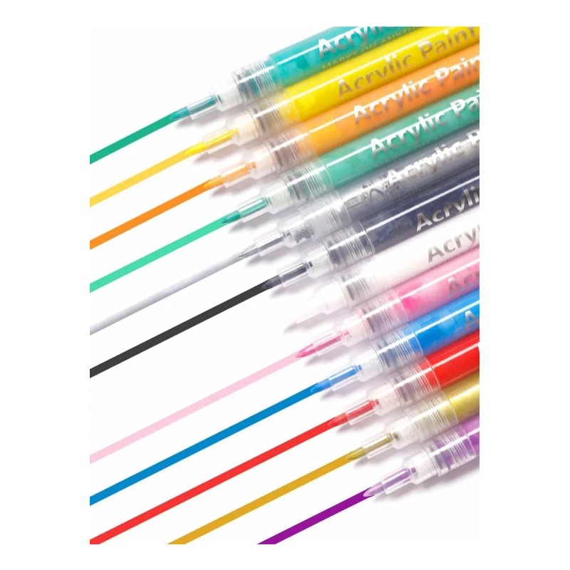 Xiaoya 12plumones Para Decoración De Uñas Acrílico Trazos Perfectos