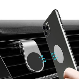 FYNQTON Car Vent Phone Mount Secure Clip Magnetic Phone Holder for Car Vent Universal Phone Mount with Strong Magnetic Grip Silver