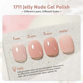 GAOY- Esmalte de uñas en gel Jelly Nude, esmalte en gel translúcido Sheer Peach de 16 ml, curado con luz ultravioleta para manicura DIY