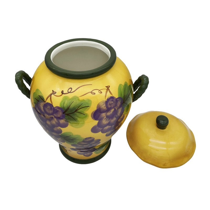 ACK Tuscany Grape Hand Painted Ceramic Cookie Jar with Lid