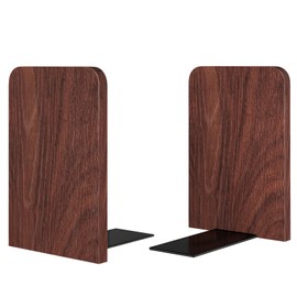 1Pair Book Ends for Heavy Books,Square Bookends Wood Book Ends Universal Economy Bookend