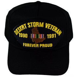 HnP Desert Storm Veteran Forever Proud W/Ribbon HAT - Black - Veteran Owned Business