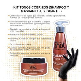 Kit Shampoo y Mascarilla Matizador Cobre con Keratina, Argn y Jojoba  Brillo Intenso, Color Cobrizo Vibrante para Cabello Teido, con Sello de...      