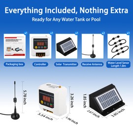 Long-Range Wireless Automatic Water Level Controller –Automatic Water Filling | Digital Water Level Display | Prevents Motor Dry Run | Solar-Powered Liquid Level Sensor for Tank, Well or Cistern