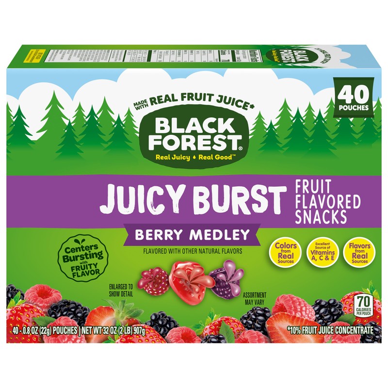 Black Forest Juicy Burst Fruit Snacks, Berry Medley, 0.8 Ounce