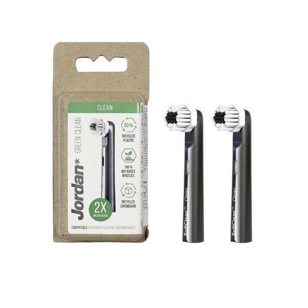 Jordan ® | Green Clean Electric Toothbrush Heads for Electric Toothbrush | Green Clean Sustainable Electric Toothbrush Brush Heads | Oral B Compatible | 2 Units Pack