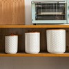 JOJUNO White Ceramic Canister Set with Wooden Lids – 3-Piece