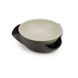 Joseph Joseph Double Dish Pistachio and Snack Serving bowl with Food Waste Compartment, BPA-Free - Grey