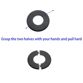 LBTODH 4 Pcs 1.0 Inch Wall Split Flange ABS Round Escutcheon Plate Wall-Mounted Self-Adhesive Water Pipe Cover for Water Pipe Faucet Decoration Accessories, Black