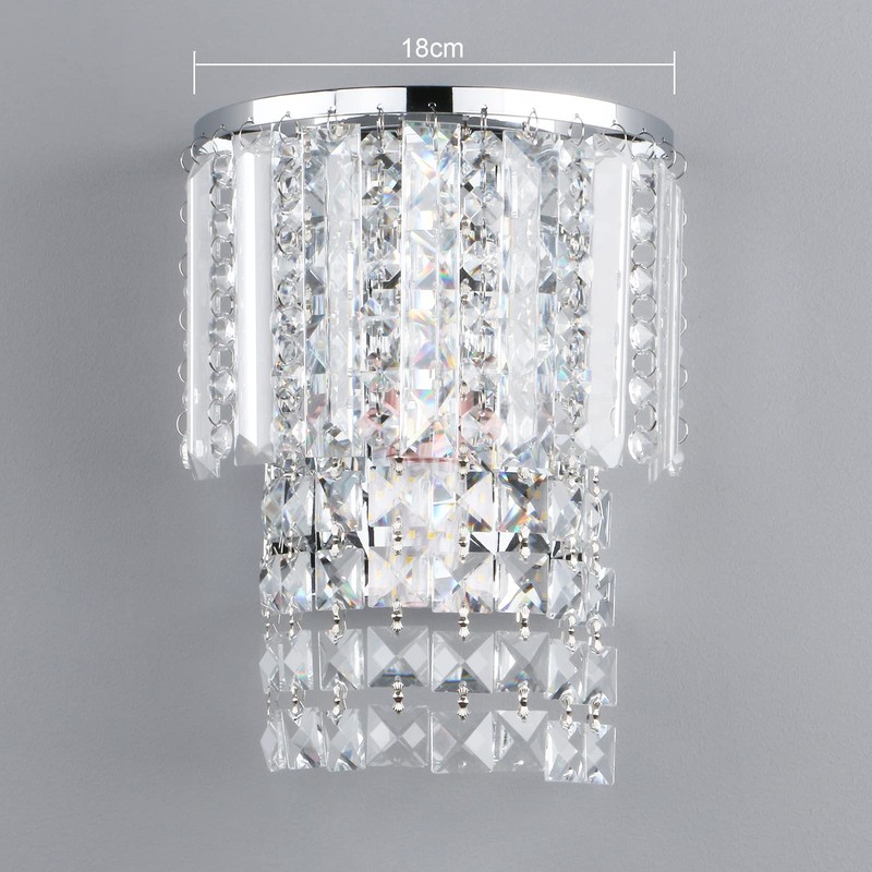 Pathson Modern K9 Crystal Wall Sconce Hardwired, Chrome Finish Wall
