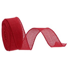 MECCANIXITY Burlap Ribbon Fabric Wired Edge Ribbons Dark Red 1-1/2 Inch x 10 Yard for Gift Wrapping, Bow, Wreath, Christmas Tree, Flower Bouquet