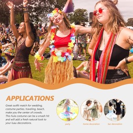 XUDUOO Hawaiian Fancy Dress, Hawaiian Garland Necklace Wristbands, Luau Skirts for Hawaii Costume Tropical Luau Birthday Party Supplies, Dance Performances