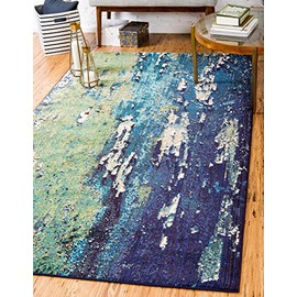 Unique Loom Estrella Collection Vibrant Abstract Navy Blue Area Rug (9' 0 x 12' 0)