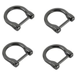4Pcs 1in Inner diameter Fashion Detachable D-Rings with Closing Screw Shackle Key Holder,for Purse Belt Strap Key chain（Black 1inch）