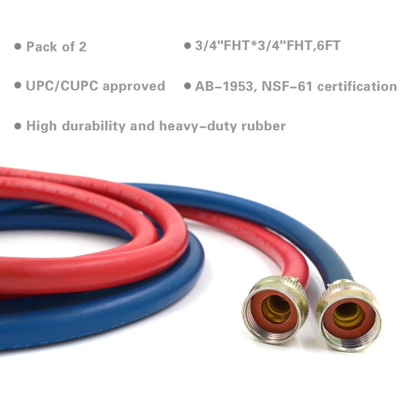Washing Machine Hose Rubber with 90 Degree Elbow, 6 FT