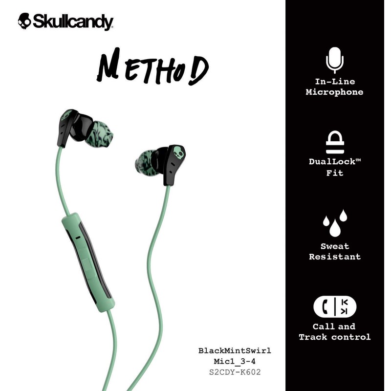 Skullcandy Method Sport Ohrhörer, Schwarz/Mint schwarz