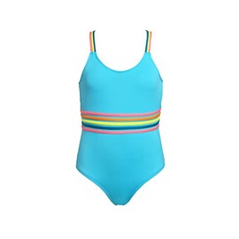 Hobie Girls' One Piece Swimsuit, Blue Hawaii//Smiles for Miles, 8
