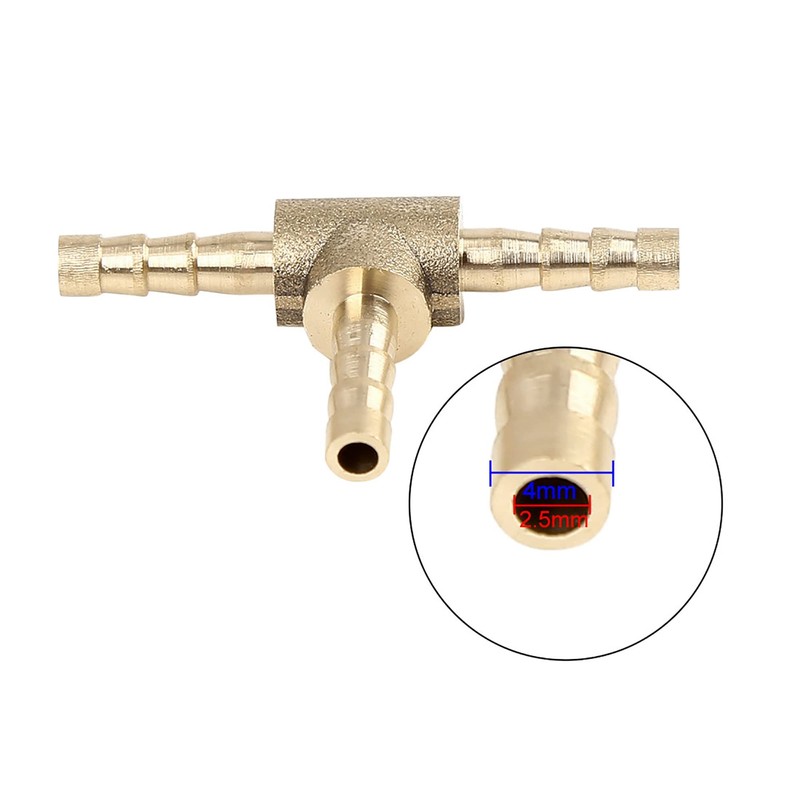 X AUTOHAUX 4mm Hose Barb Brass 3 Way Tee Connector